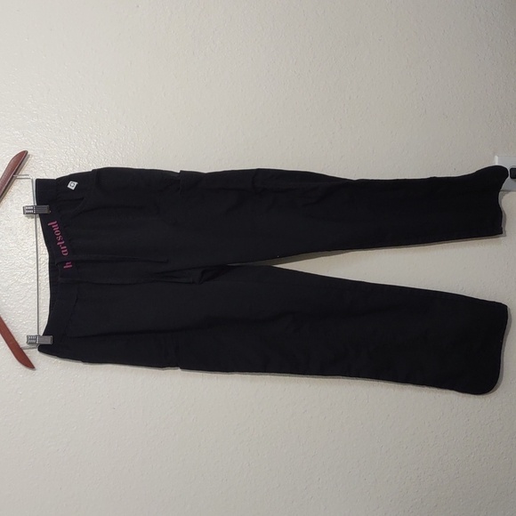 USED HEARTSOUL SRUB PANTS SIZE M BLACK AND PINK ELASTIC BAND - Picture 1 of 8